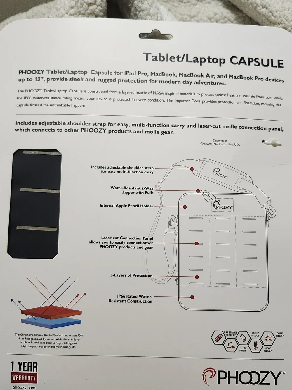 Phoozy Navy Tablet/Laptop Capsule Sleeve with Shoulder Strap